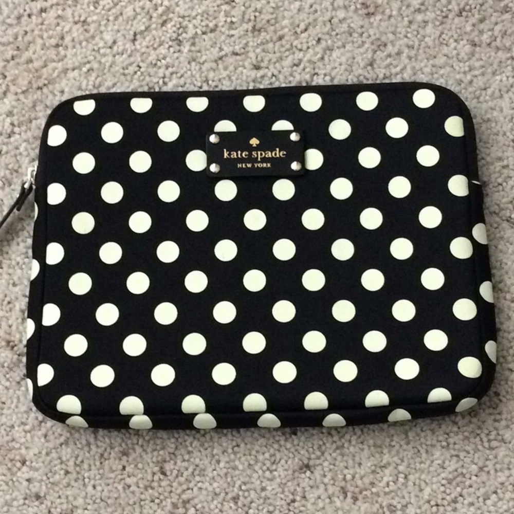 Kate Spade tablet case. Black w/white polka dots.